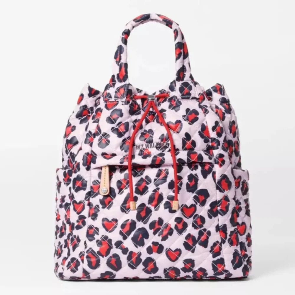 MZ Wallace Medium Metro Convertible Backpack, Heart Leopard Print